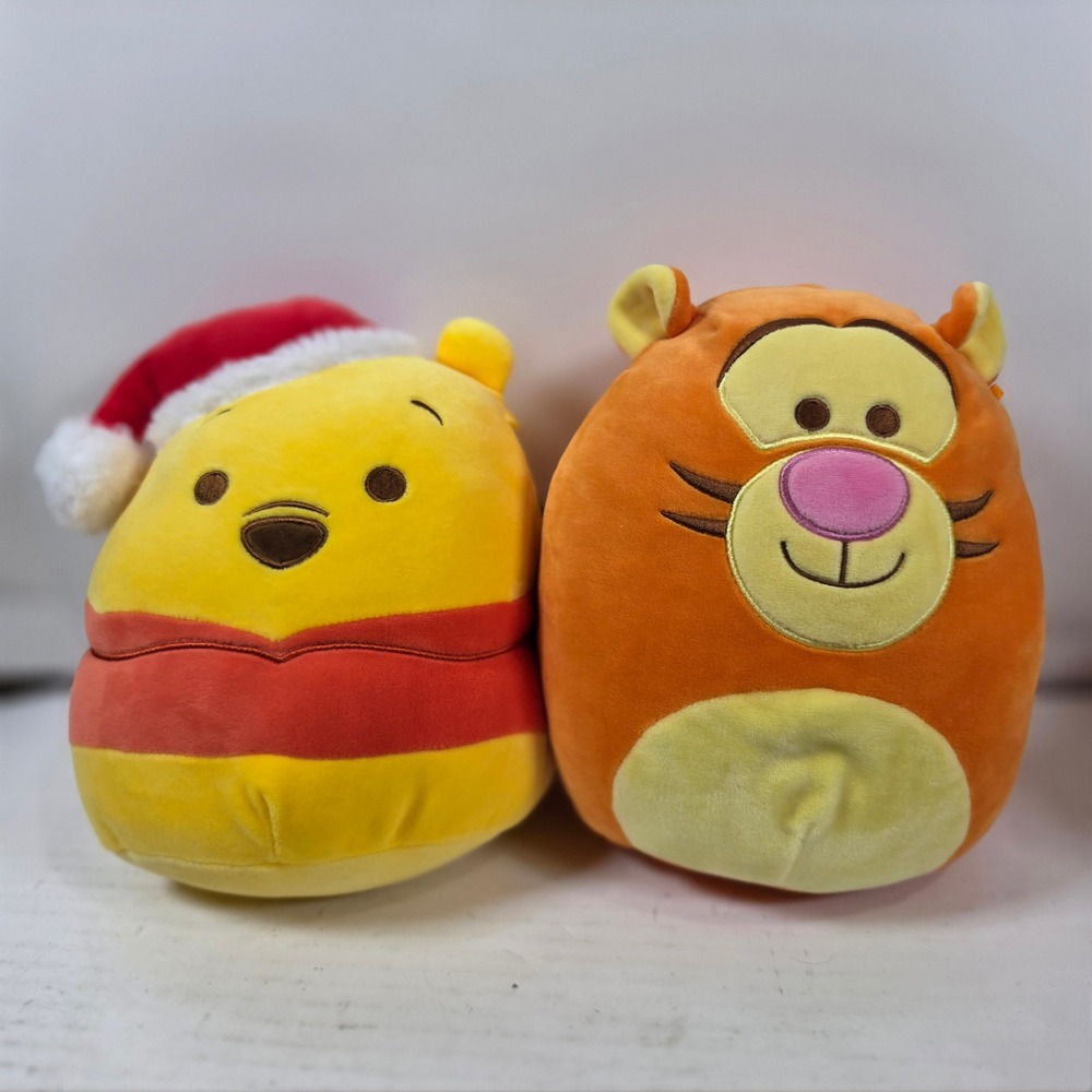 Disney Squishmallows Winnie the Pooh Christmas Santa Hat and Tigger Plush Lot 2